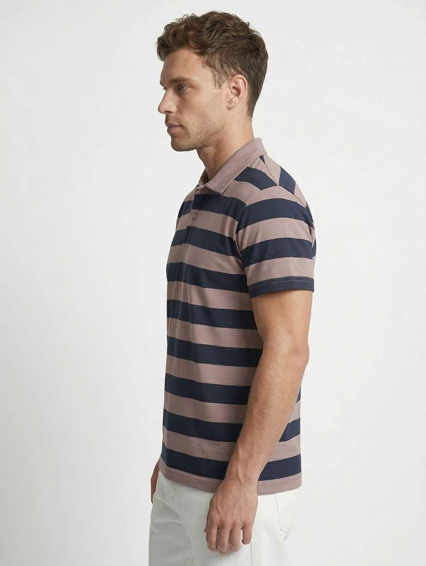 men striped short sleeve regular fit polo t-shirt - 22460743 -  Standard Image - 1