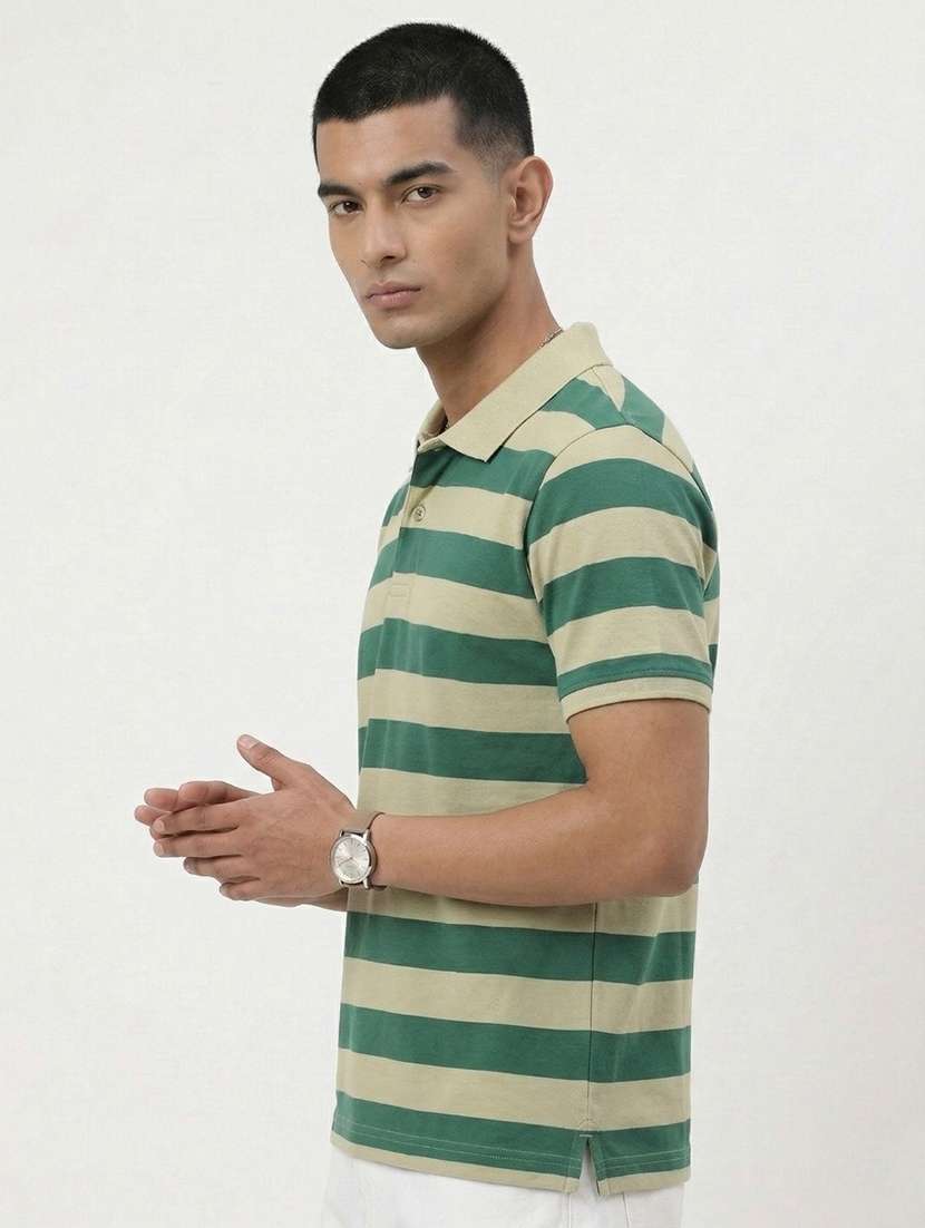 men striped short sleeve regular fit polo t-shirt - 22460744 -  Standard Image - 1