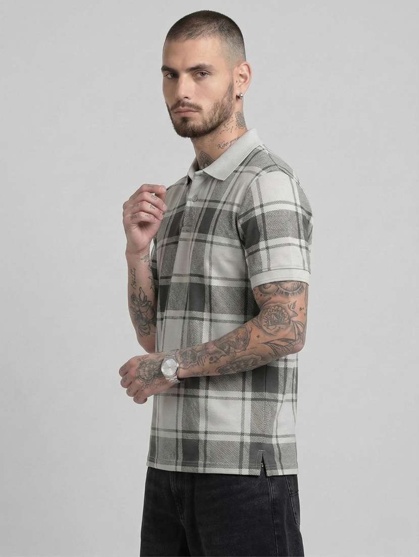 men checkered short sleeve regular fit polo t-shirt - 22460749 -  Standard Image - 1