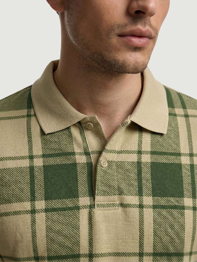 men checkered short sleeve regular fit polo t-shirt - 22460750 -  Standard Image - 4
