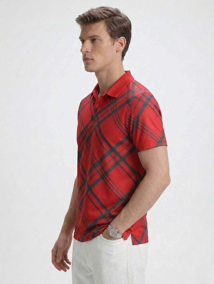 men printed short sleeve regular fit polo t-shirt - 22460752 -  Standard Image - 1