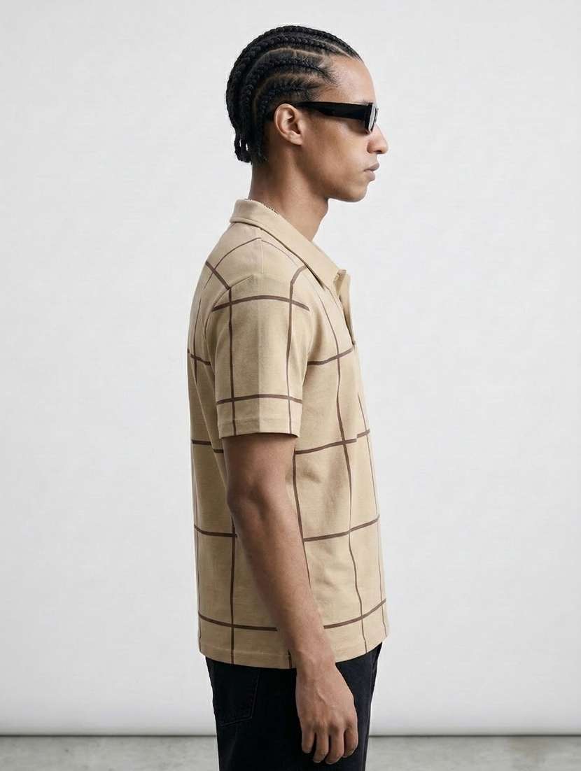 men checkered short sleeve regular fit polo t-shirt - 22460754 -  Standard Image - 1