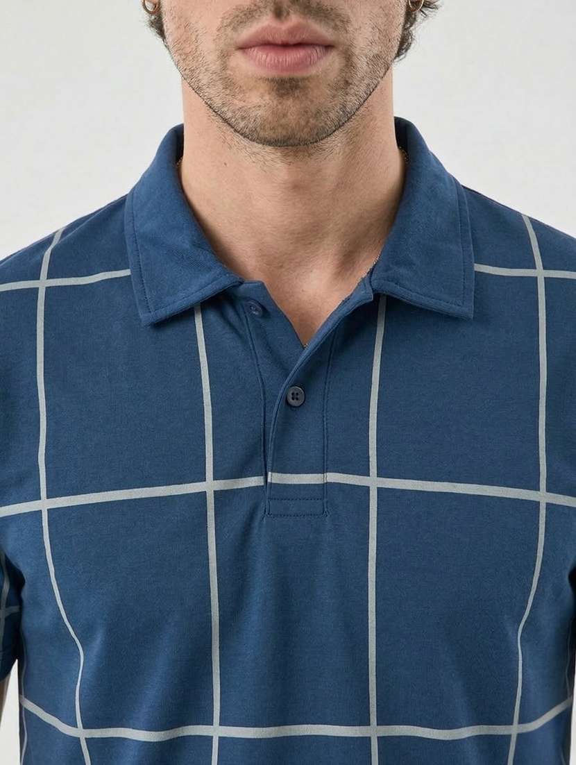 men checkered short sleeve regular fit polo t-shirt - 22460755 -  Standard Image - 4