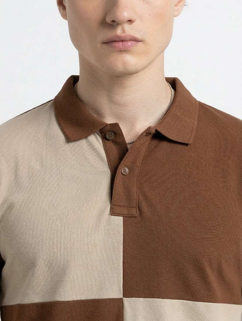 men color block short sleeve regular fit polo t-shirt - 22460765 -  Standard Image - 1