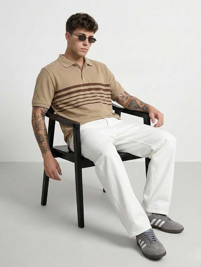 men striped short sleeve regular fit polo t-shirt - 22460770 -  Standard Image - 4