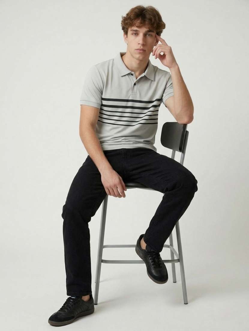 men striped short sleeve regular fit polo t-shirt - 22460771 -  Standard Image - 4