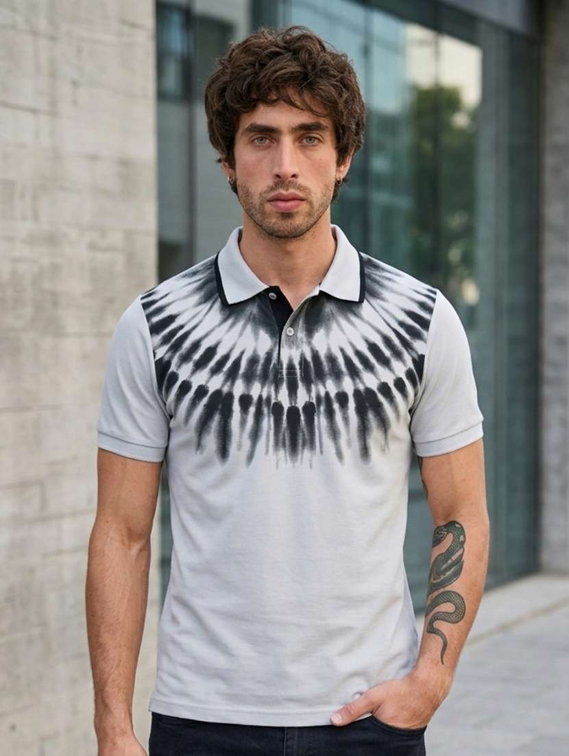 men printed short sleeve regular fit polo t-shirt