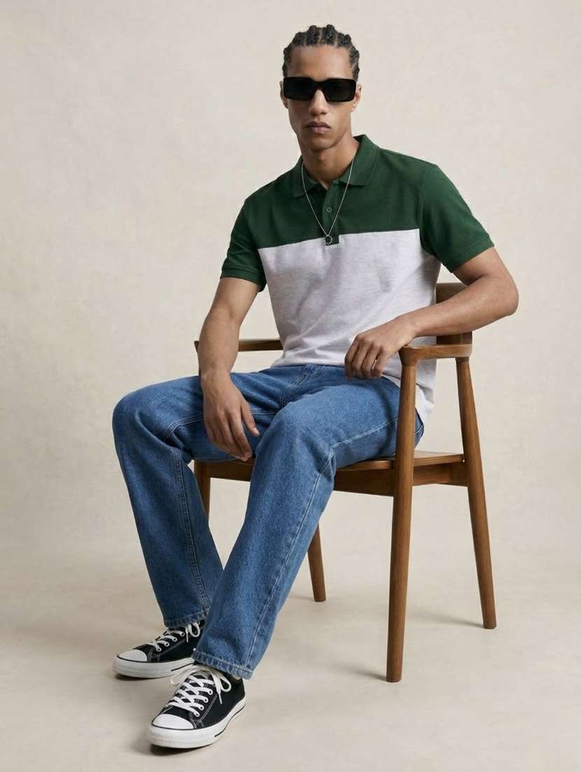 men color block short sleeve regular fit polo t-shirt - 22460812 -  Standard Image - 4