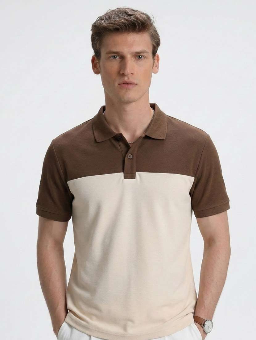 men color block short sleeve regular fit polo t-shirt - 22460813 -  Standard Image - 1