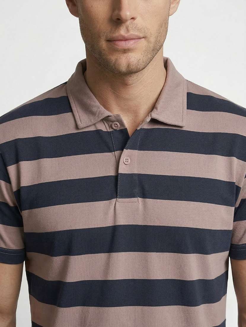 men striped short sleeve regular fit polo t-shirt - 22460823 -  Standard Image - 1