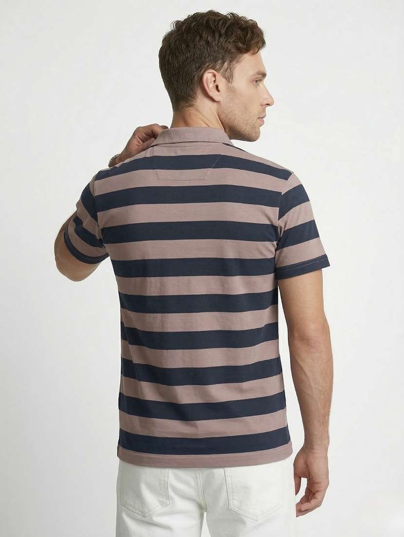 men striped short sleeve regular fit polo t-shirt - 22460823 -  Standard Image - 4