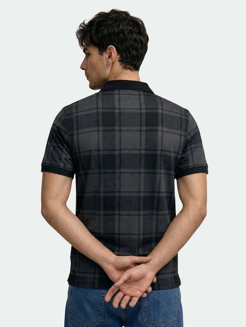 men checkered short sleeve regular fit polo t-shirt - 22460828 -  Standard Image - 4
