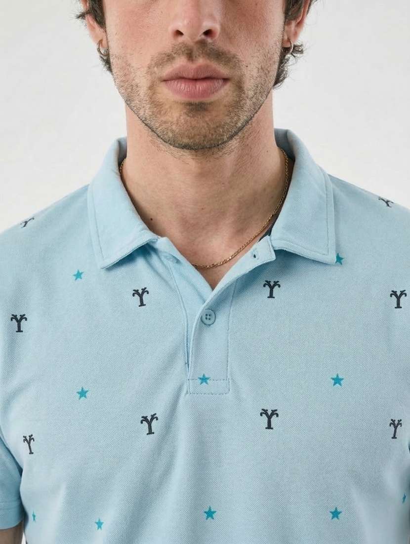men printed short sleeve regular fit polo t-shirt - 22460842 -  Standard Image - 1