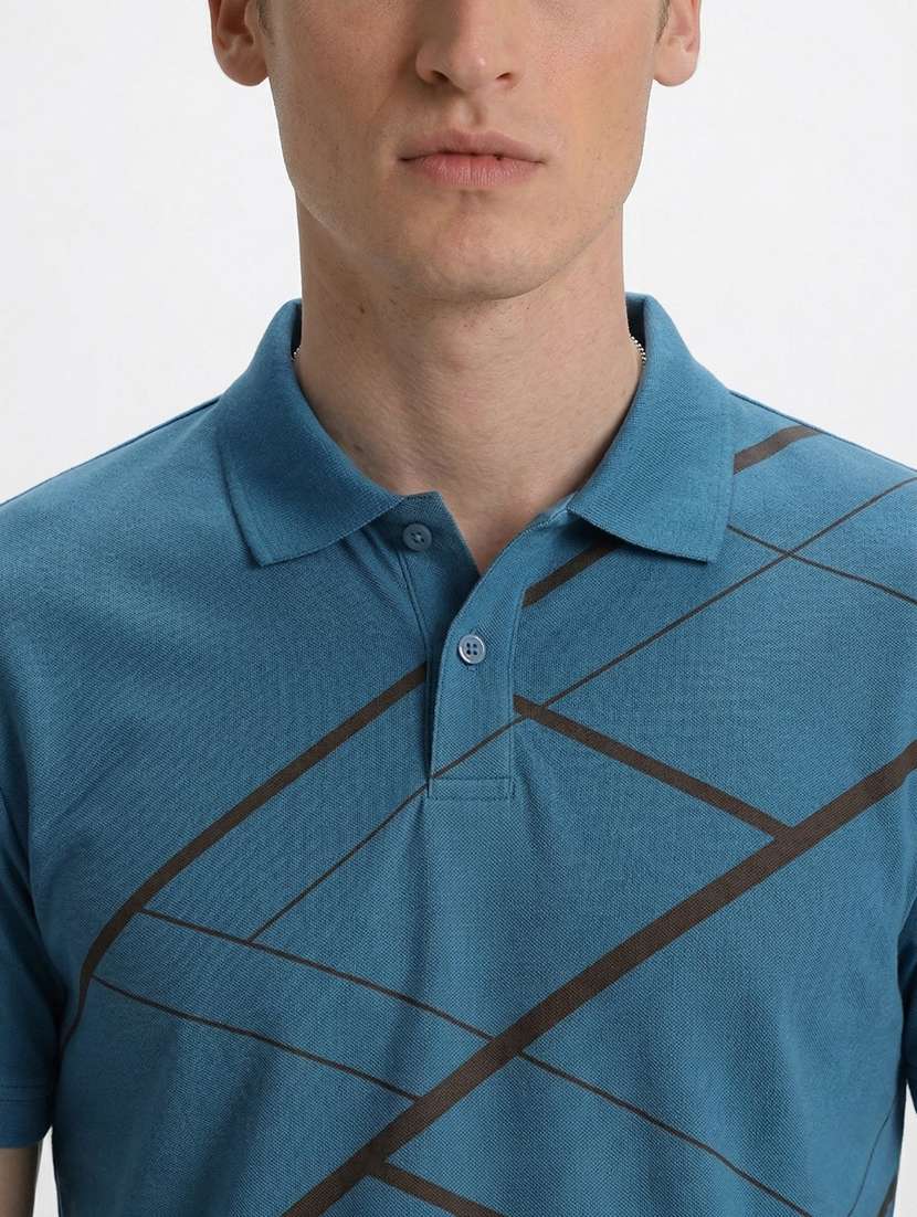 men printed short sleeve regular fit polo t-shirt - 22460849 -  Standard Image - 1