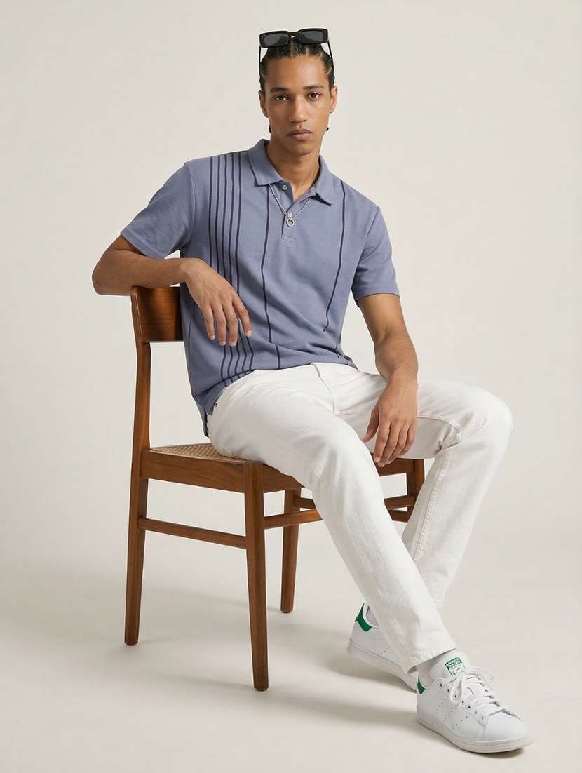 men striped short sleeve regular fit polo t-shirt - 22460856 -  Standard Image - 4