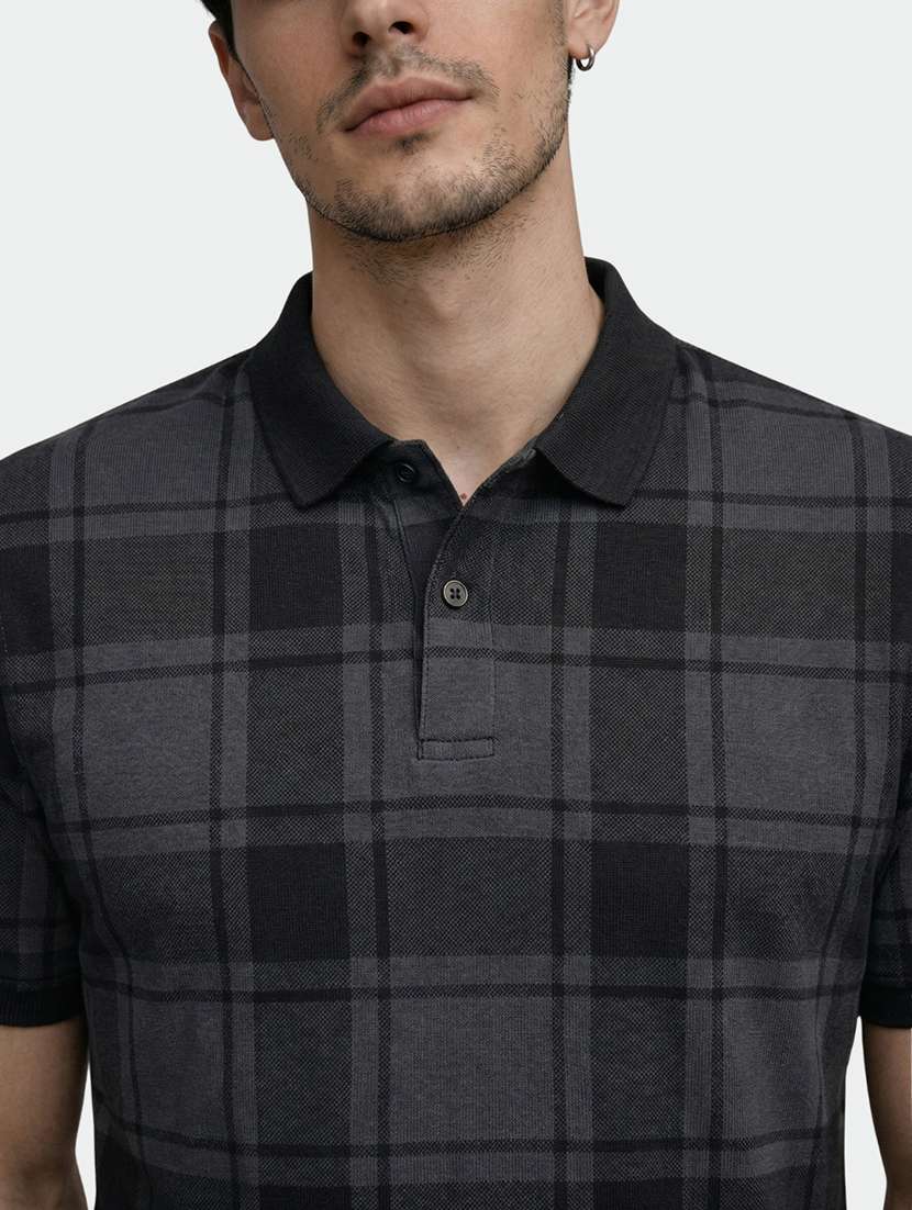 men checkered short sleeve regular fit polo t-shirt - 22460908 -  Standard Image - 1