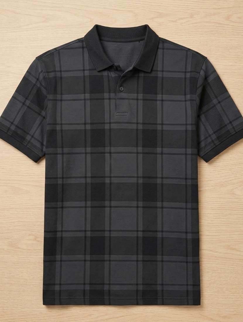 men checkered short sleeve regular fit polo t-shirt - 22460908 -  Standard Image - 4