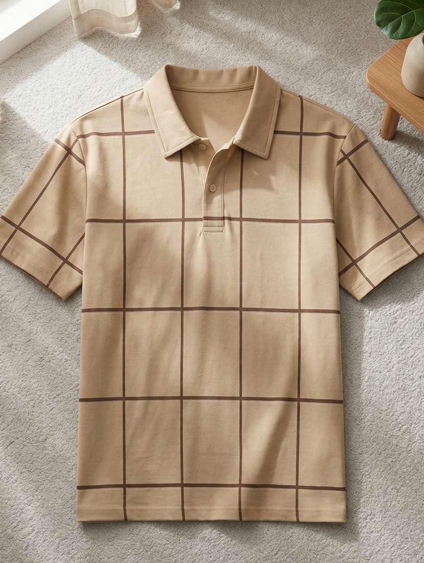men checkered short sleeve regular fit polo t-shirt - 22460914 -  Standard Image - 4