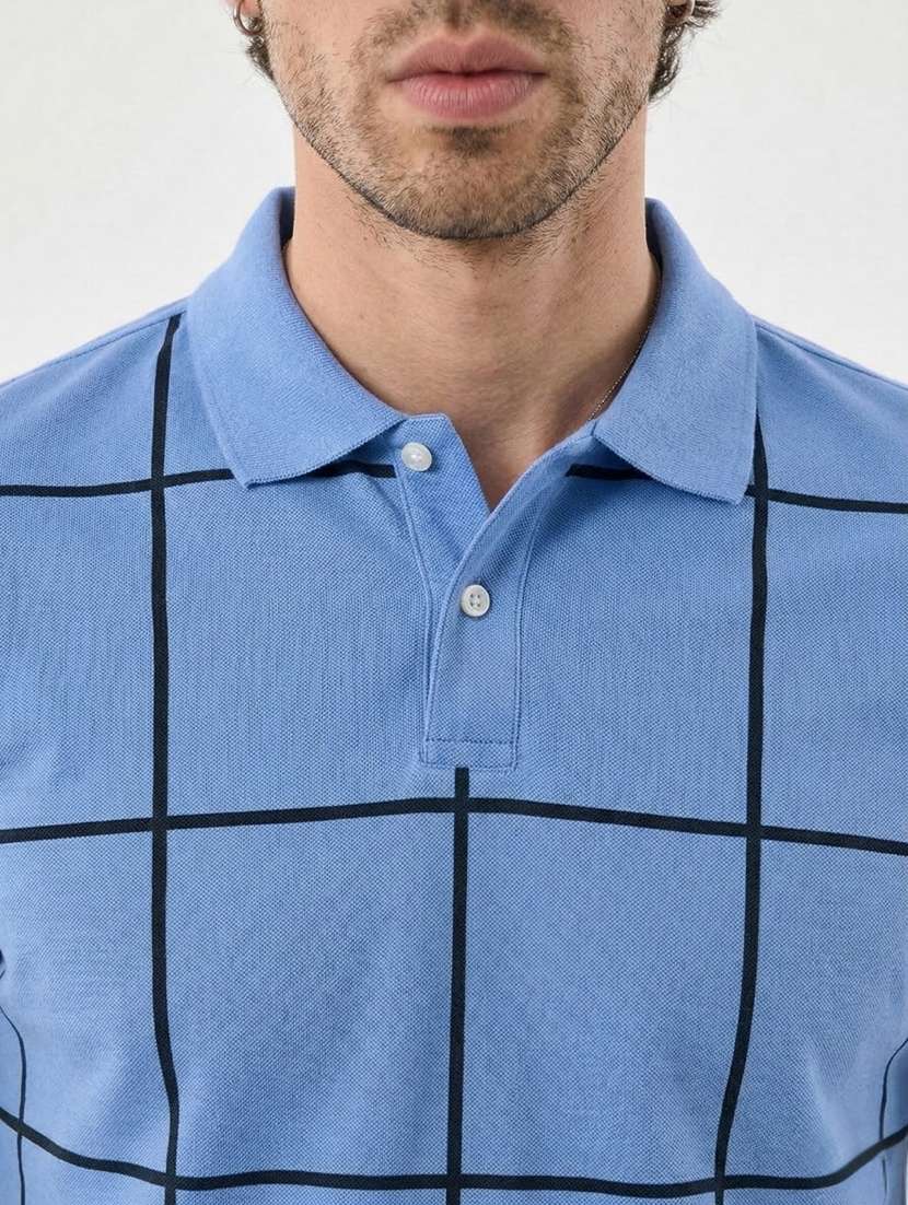 men checkered short sleeve regular fit polo t-shirt - 22460916 -  Standard Image - 1