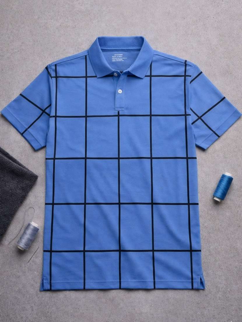 men checkered short sleeve regular fit polo t-shirt - 22460916 -  Standard Image - 4