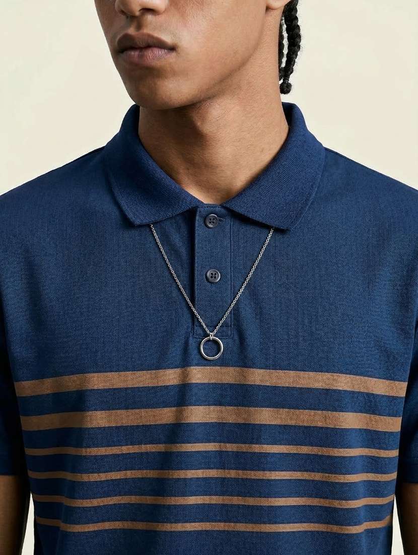 men striped short sleeve regular fit polo t-shirt - 22460932 -  Standard Image - 1