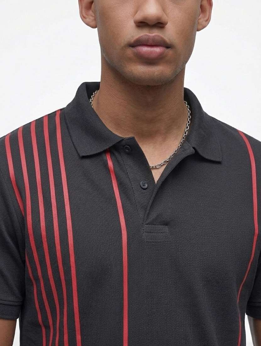 men striped short sleeve regular fit polo t-shirt - 22460934 -  Standard Image - 1