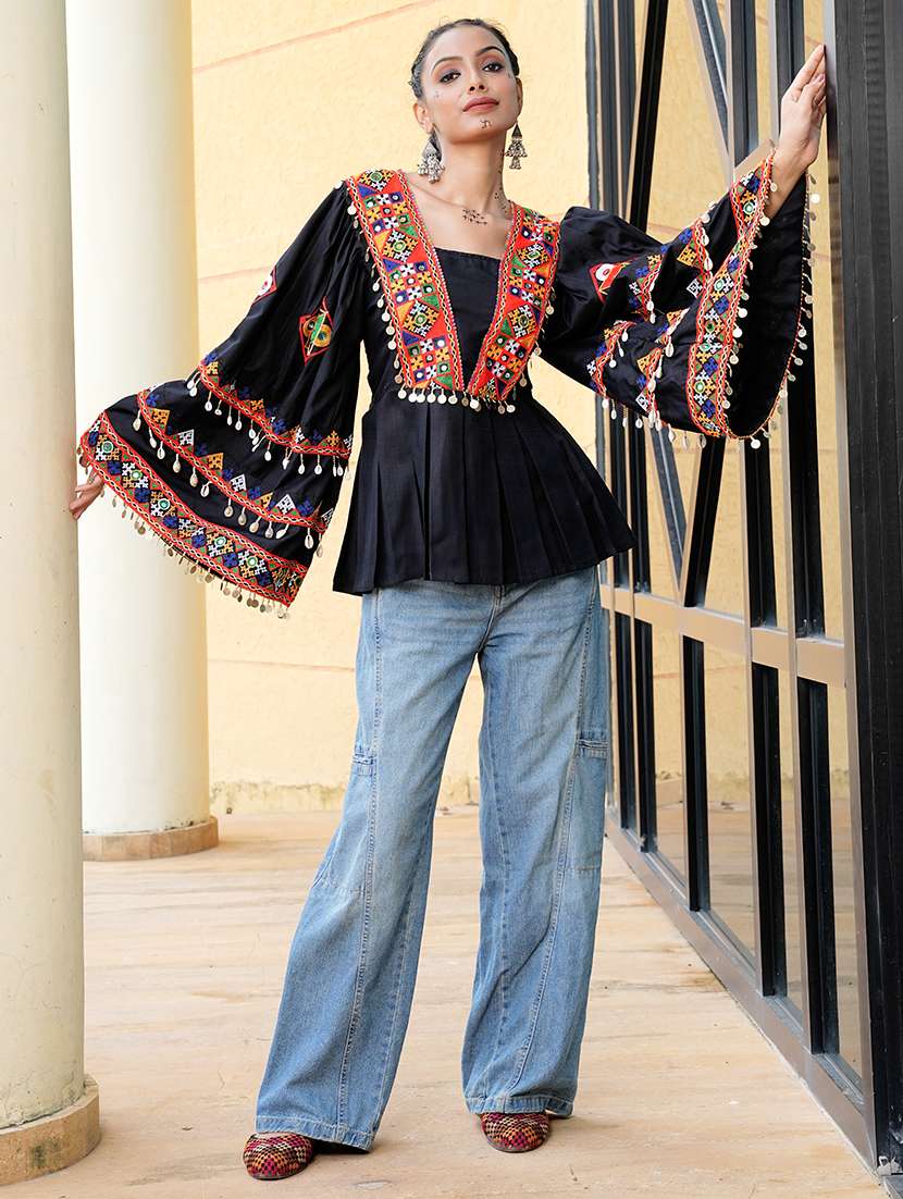 women black cotton flared kurti - 22460955 -  Standard Image - 1