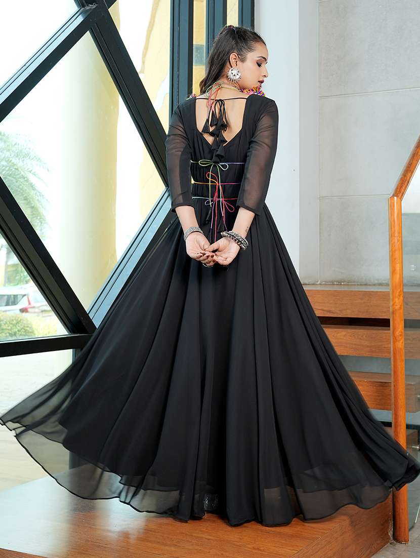 women black georgette flared kurti - 22460962 -  Standard Image - 4