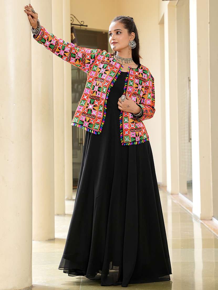 women black georgette flared kurti - 22460963 -  Standard Image - 1
