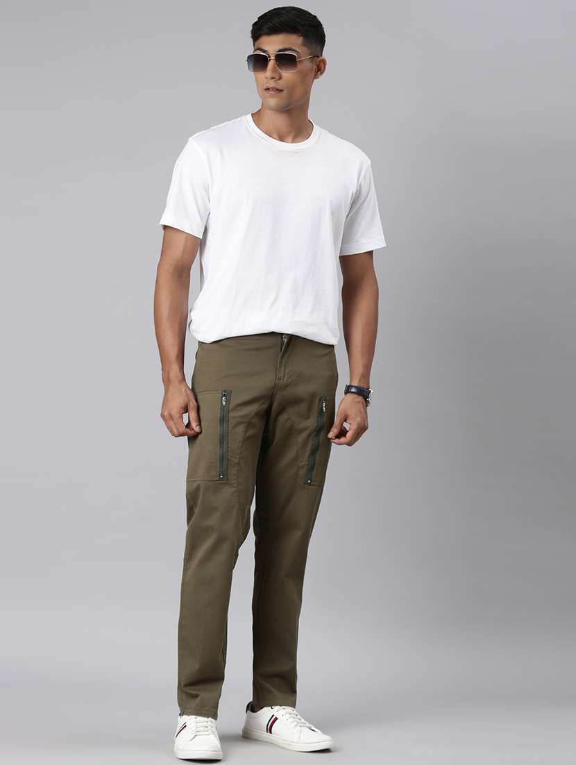 men solid mid rise regular fit cargo  - 22461033 -  Standard Image - 4