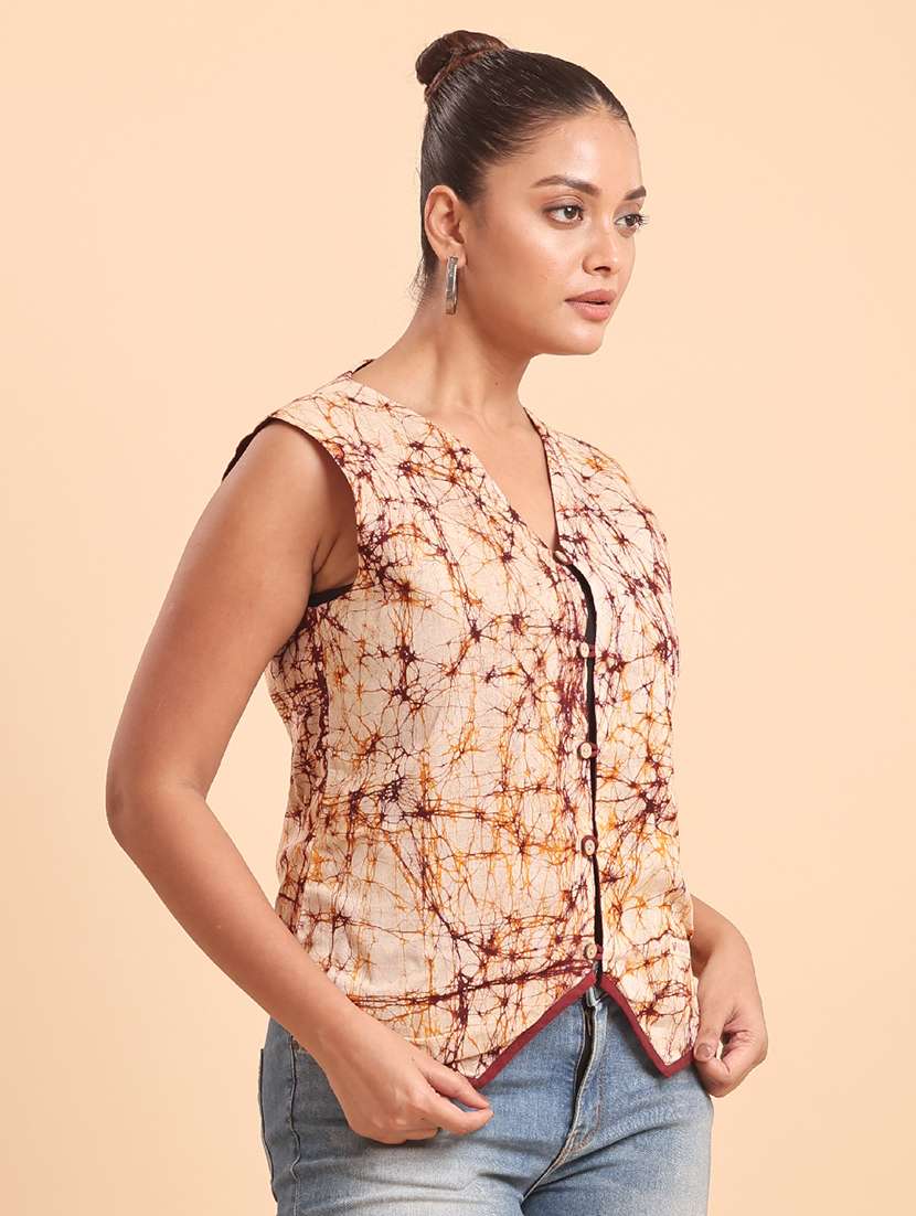  women cream cotton  printed regular shrug - 22461065 -  Standard Image - 1