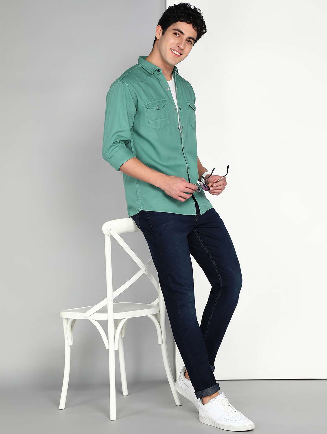 men sea green twill shirt  - 22461099 -  Standard Image - 4