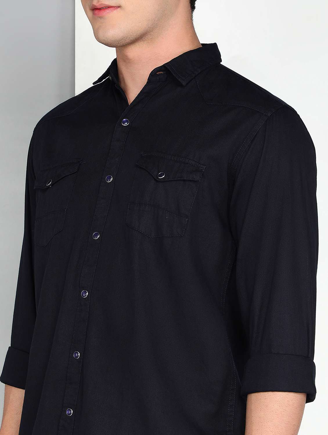 men indigo twill shirt  - 22461102 -  Standard Image - 1