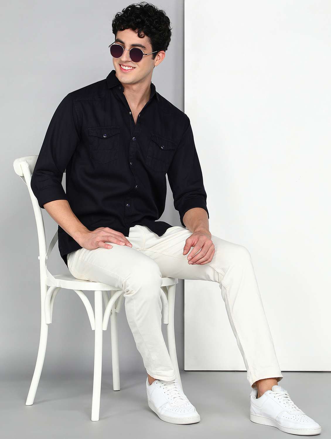 men indigo twill shirt  - 22461102 -  Standard Image - 4