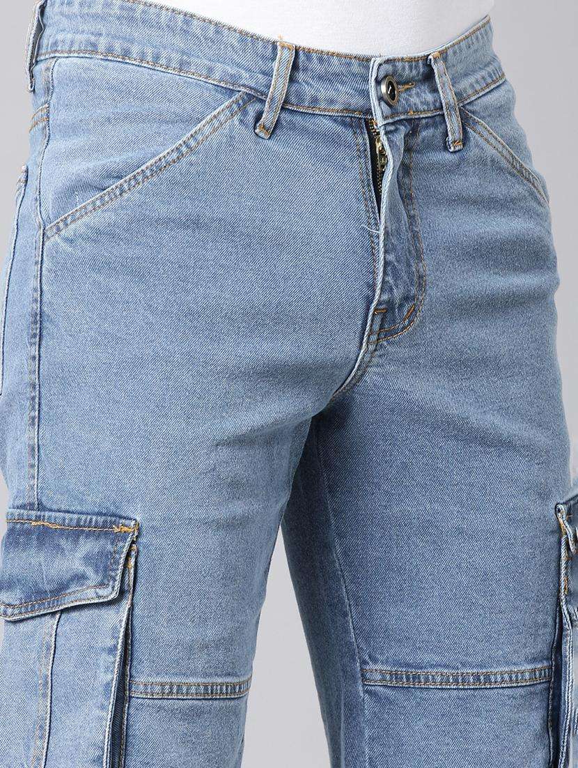 men blue denim cargo short - 22461144 -  Standard Image - 1