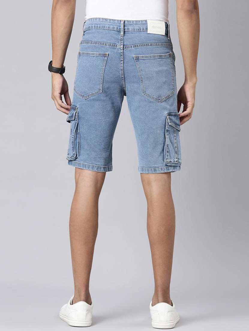 men blue denim cargo short - 22461144 -  Standard Image - 4