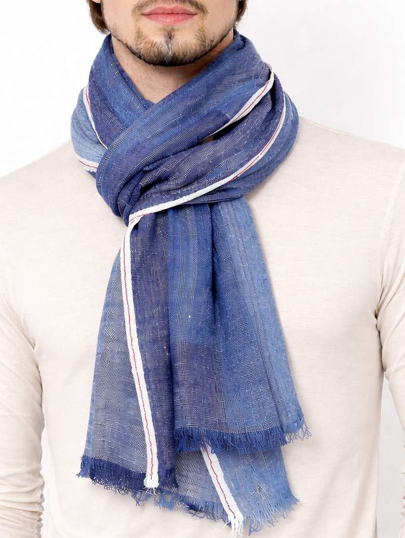 men blue linen scarf - 22461155 -  Standard Image - 1
