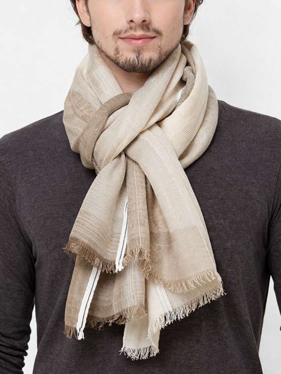 men beige linen scarf - 22461157 -  Standard Image - 1