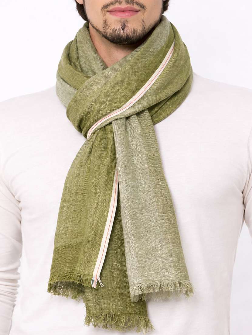 men olive linen scarf - 22461158 -  Standard Image - 1