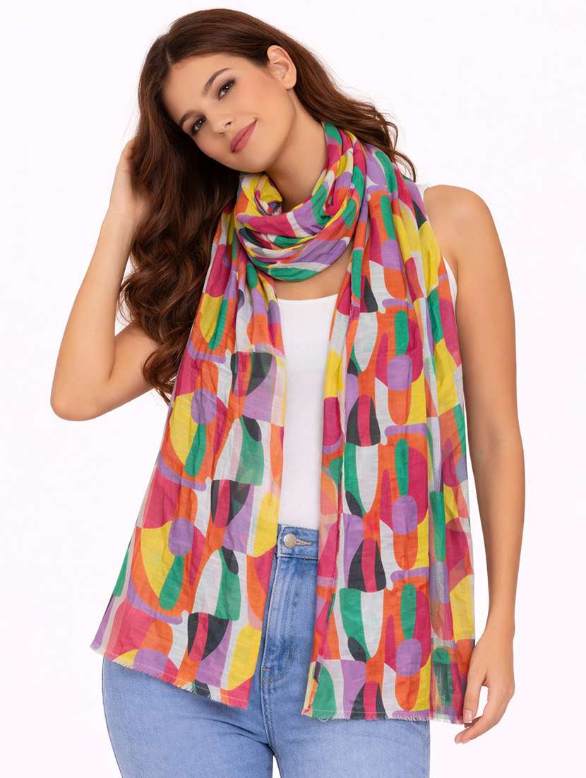 women abstract printed scarf