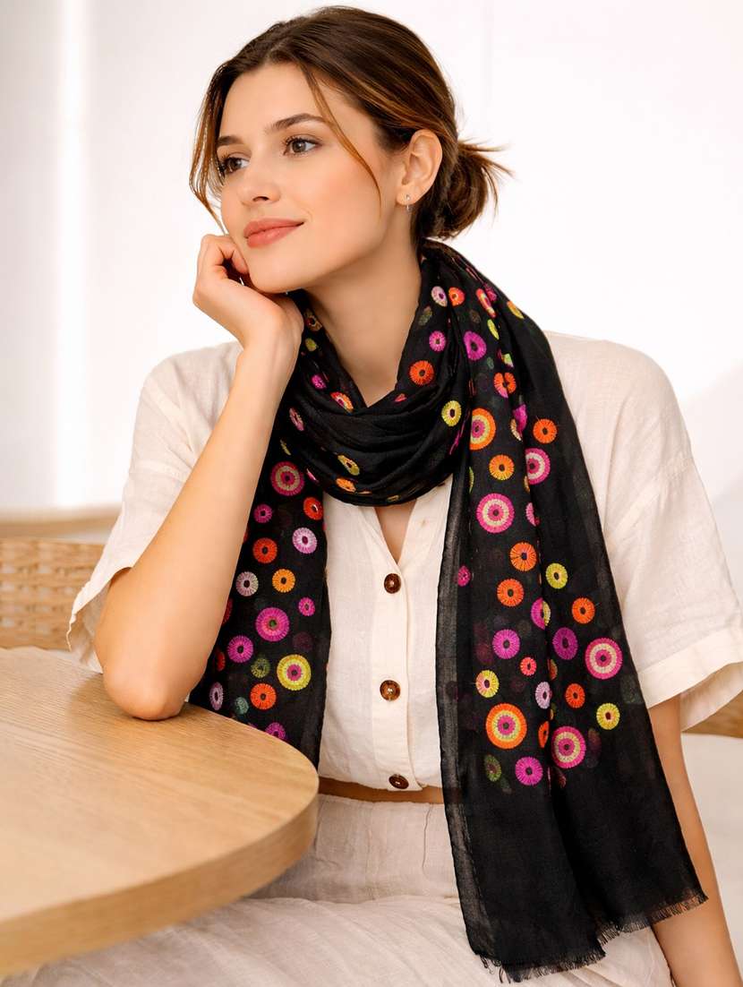 women solid with work scarf