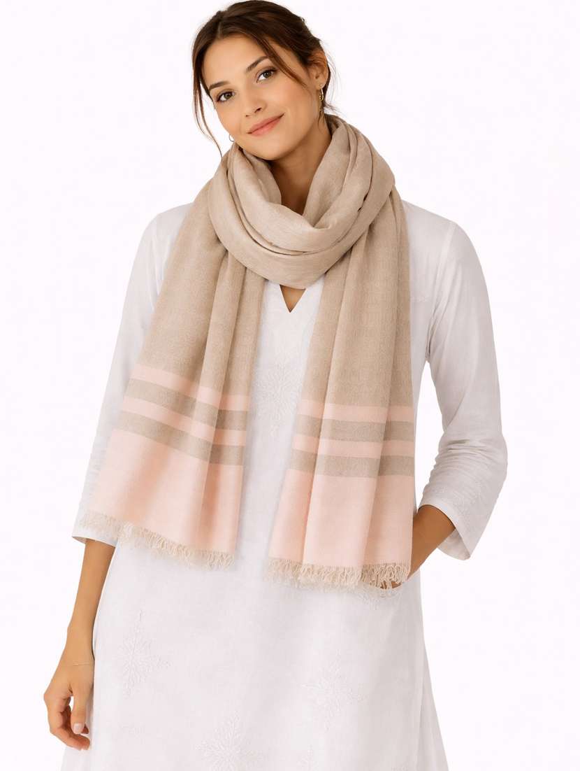 womne beige wool scarf - 22461218 -  Standard Image - 1