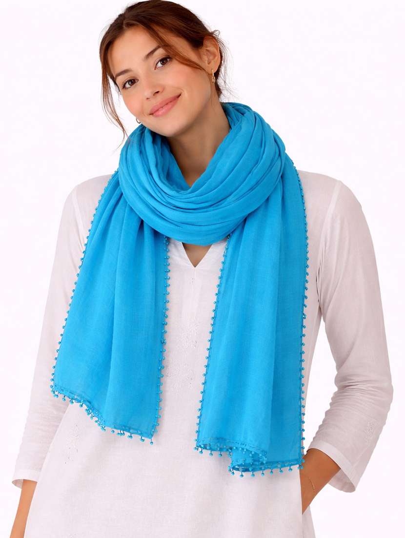 women blue wool scarf