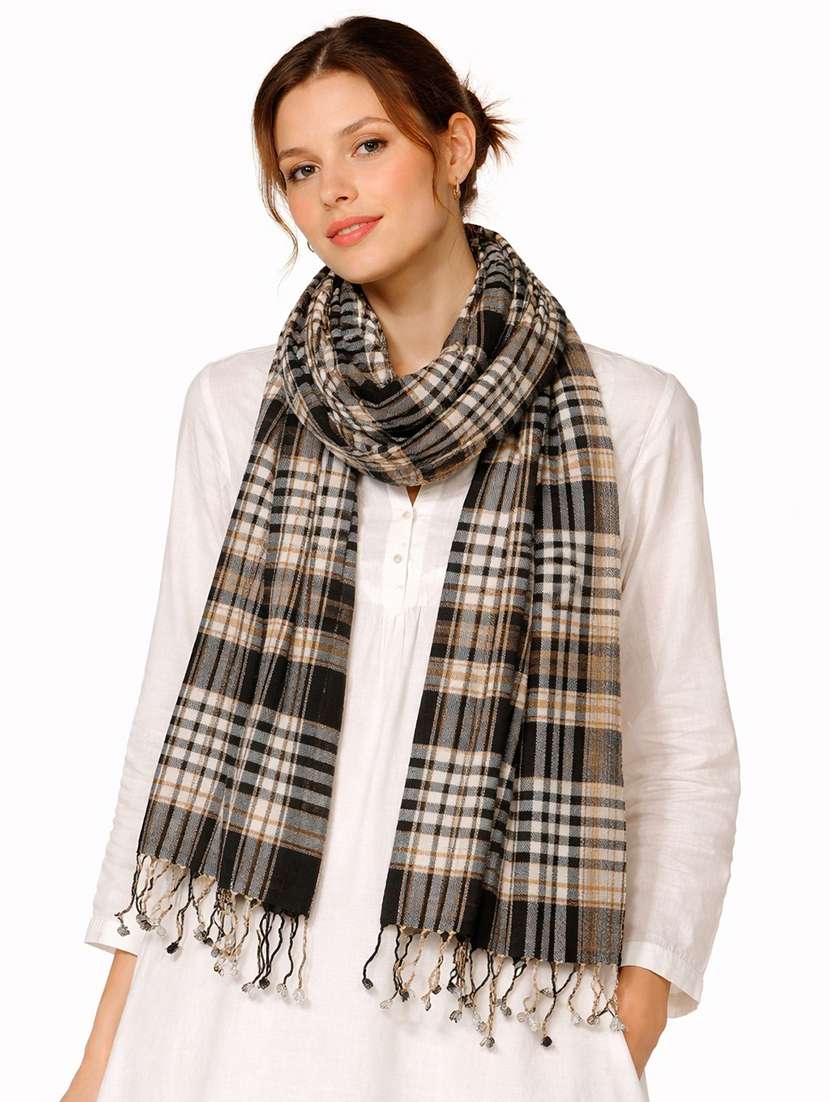women checkered viscose scarf - 22461224 -  Standard Image - 1