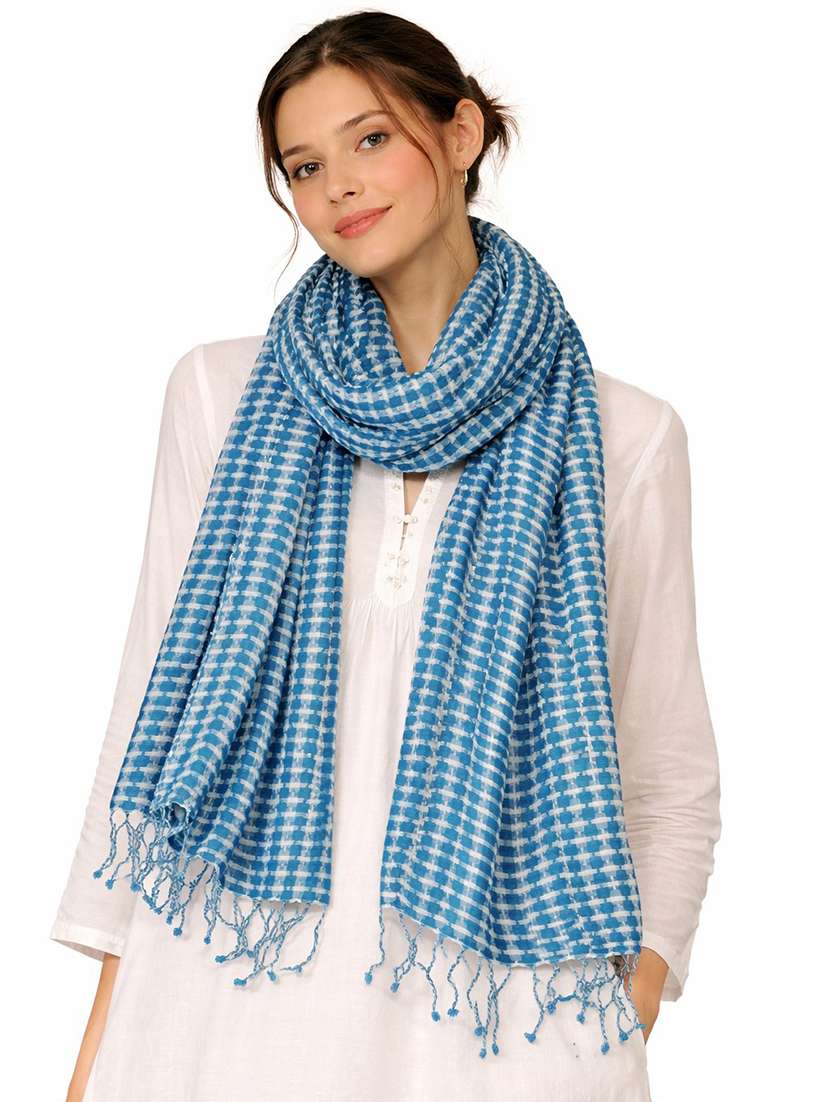 women blue viscose scarf - 22461225 -  Standard Image - 1