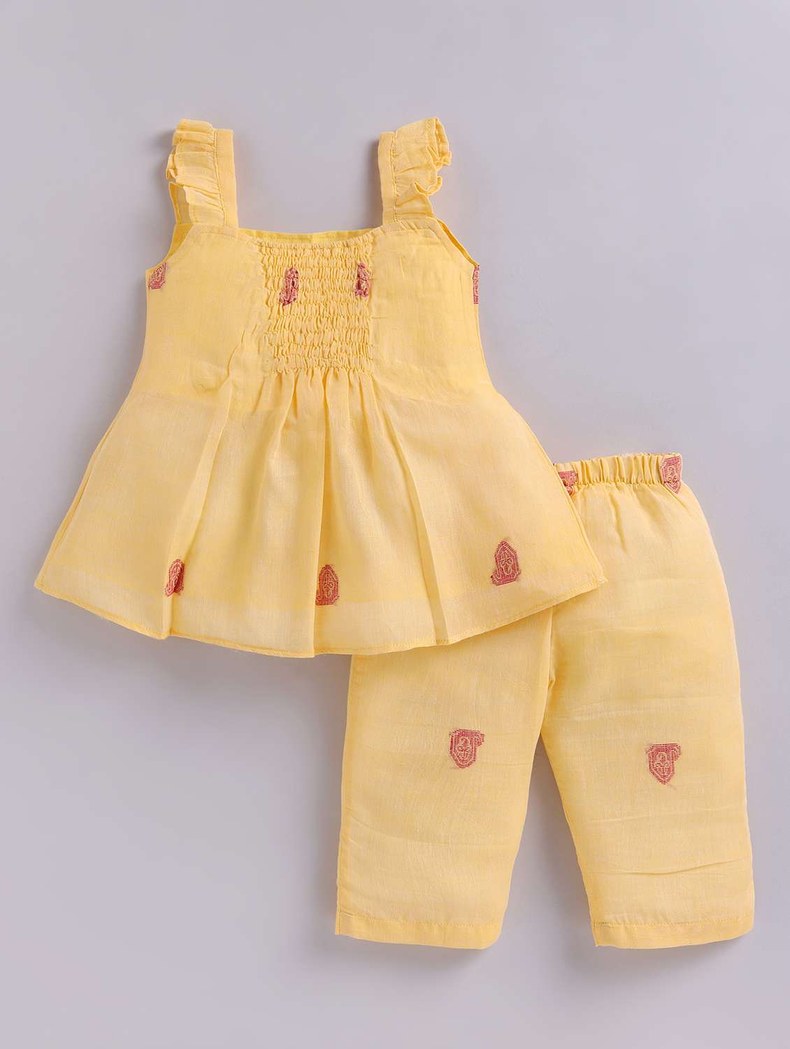 girls yellow cotton shorts & top set co-ord set - 22461233 -  Standard Image - 1