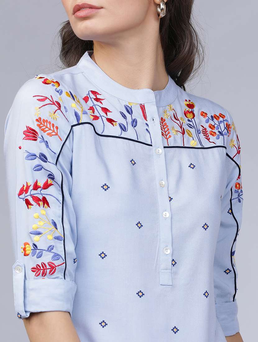 women printed three quarter sleeve straight kurta - 22462167 -  Standard Image - 1