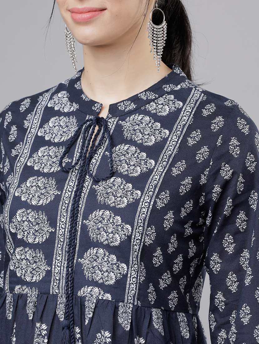 women printed long sleeve a-line tunic - 22462173 -  Standard Image - 1