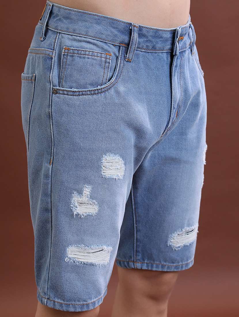 men distress mid rise regular fit denim shorts - 22462174 -  Standard Image - 1