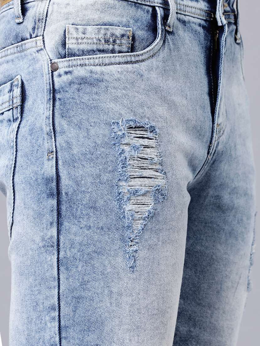 men distress mid rise slim fit denim shorts - 22462178 -  Standard Image - 1